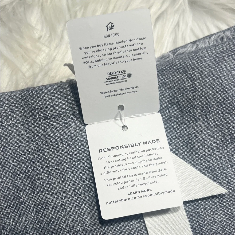 Pottery Barn Frayed Linen Napkins Gray Set of 4 22x22 NWT Table Linens